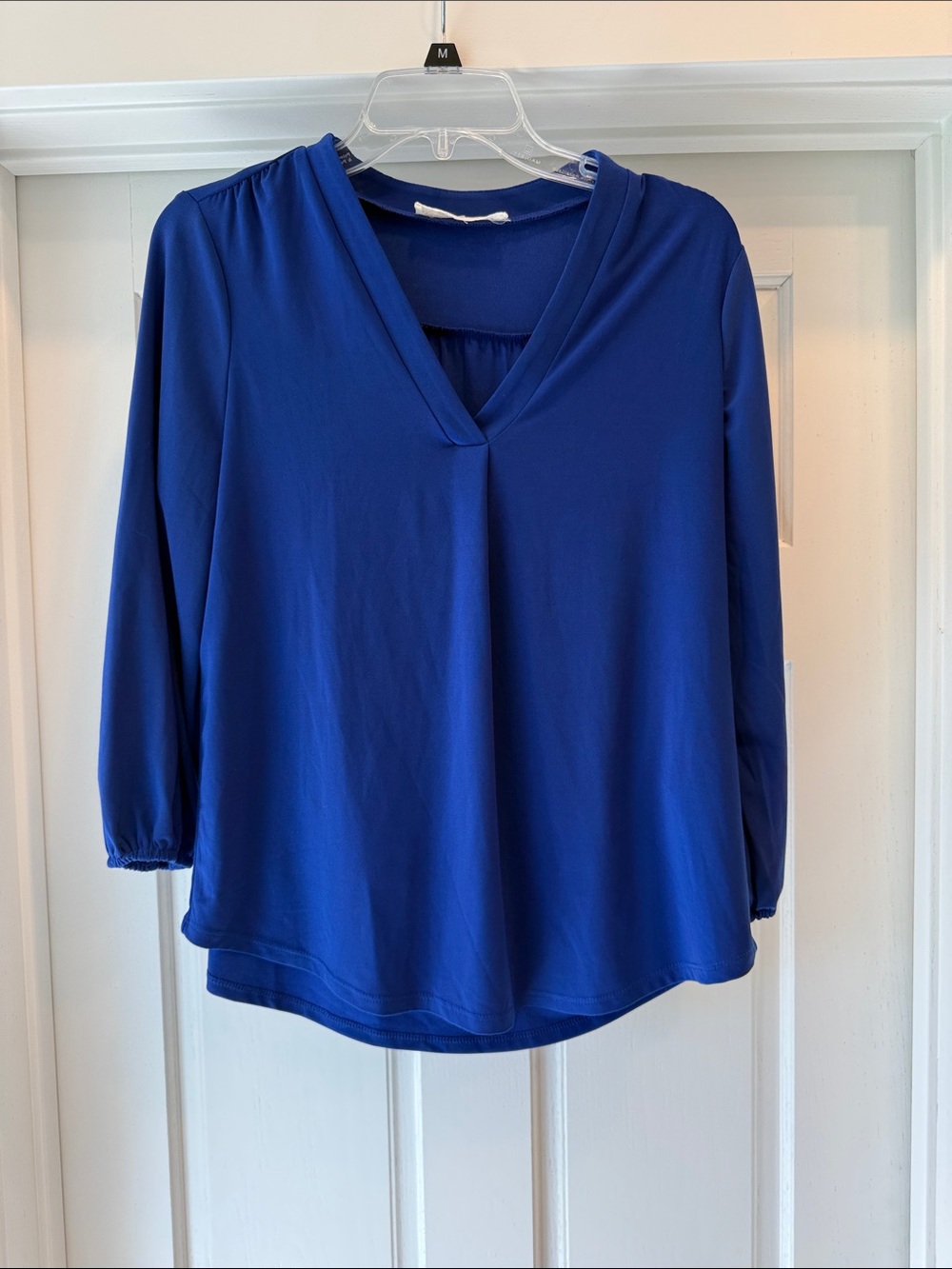 Vince Camuto Deep Blue V-Neck Long Sleeve Blouse